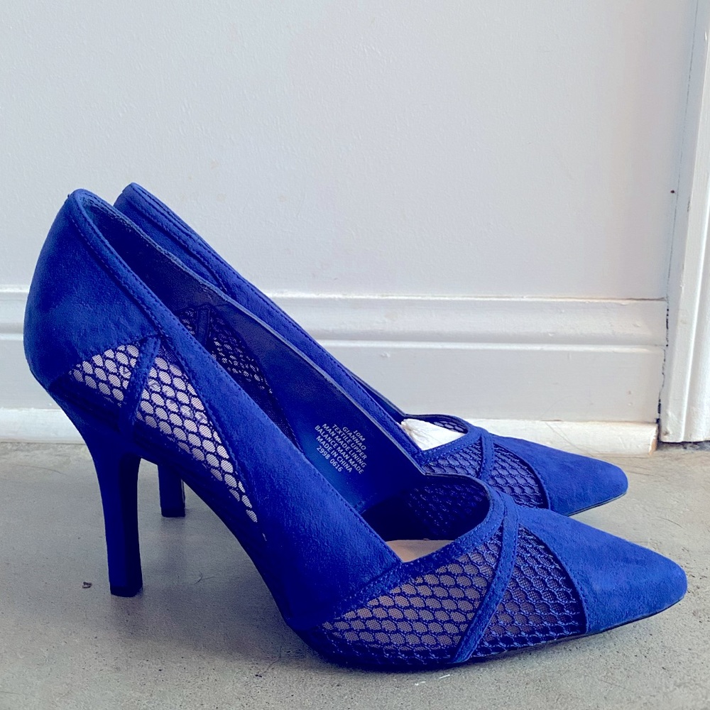 Nine West Royal Blue Mesh Pointed-Toe Heels
